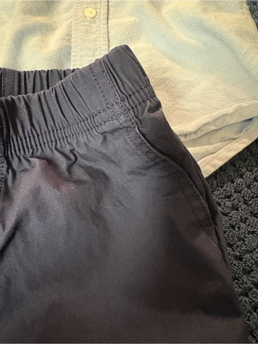 Carter's Dark Blue Elastic Waist kids Pants & Children’s Place Shirt 18-24 MO‎
